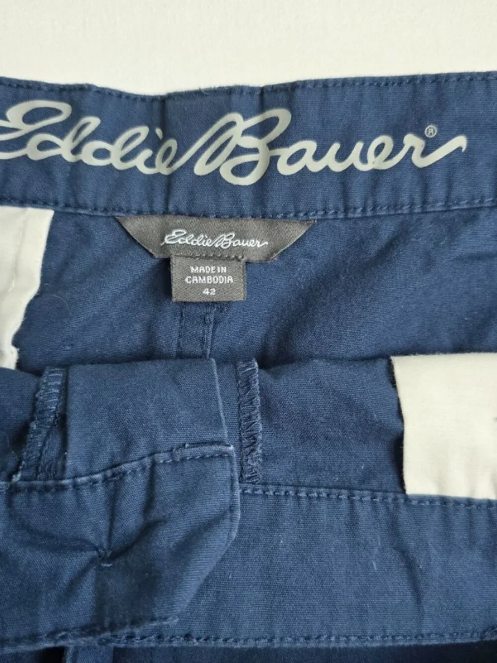 Eddie Bauer Men's Classic Fit Canvas Utility Shorts TWO pairs 42 Blue and Green